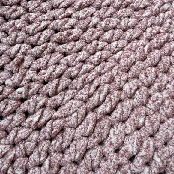 Handmade Pink Crochet Round Rug - Picture 3 of 4